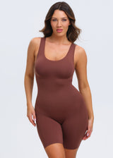 Essential Tank Bodysuit Shorts - Beige - M/L