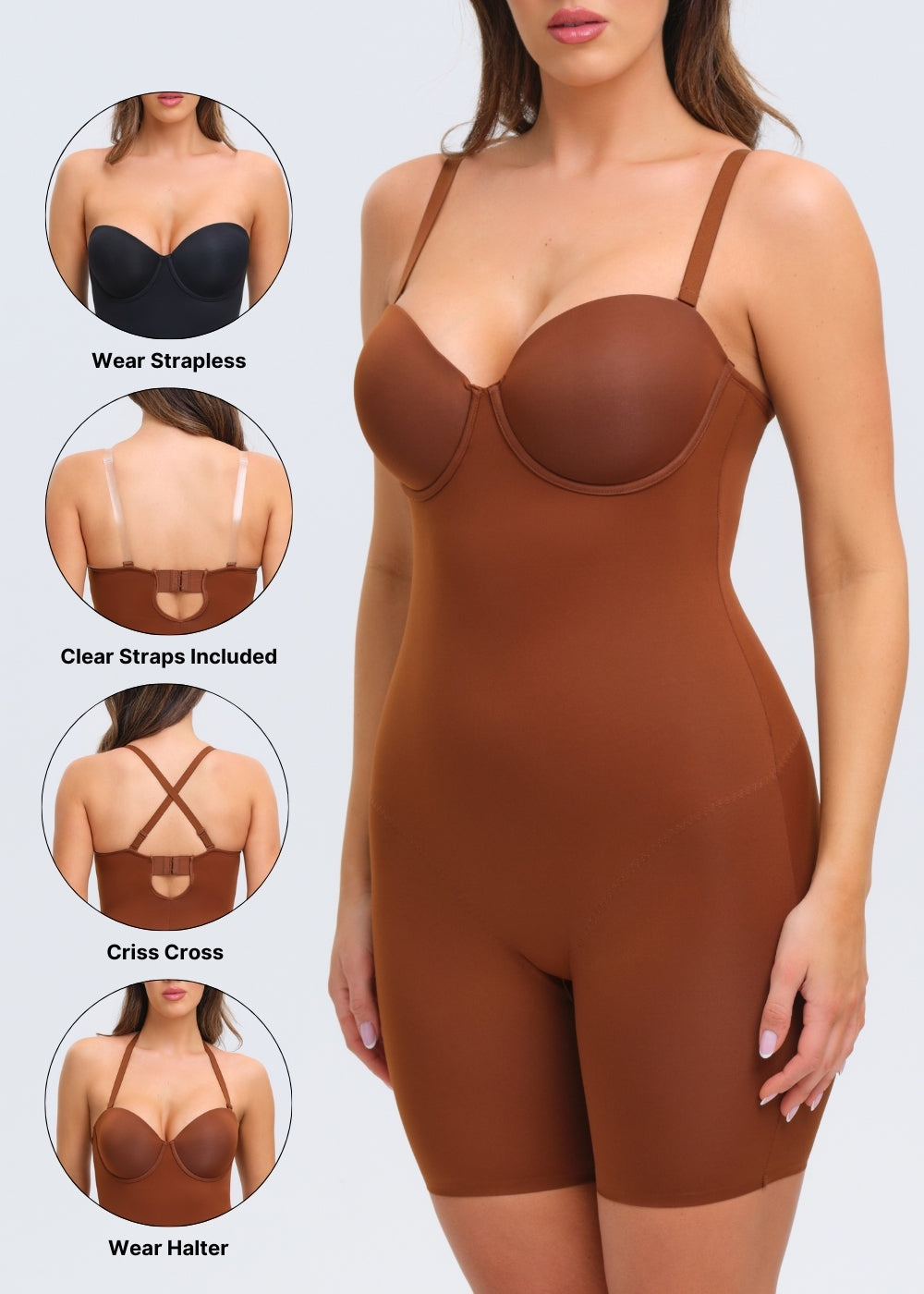 BraSculpt Strapless Bodysuit Shorts - Black - 2X