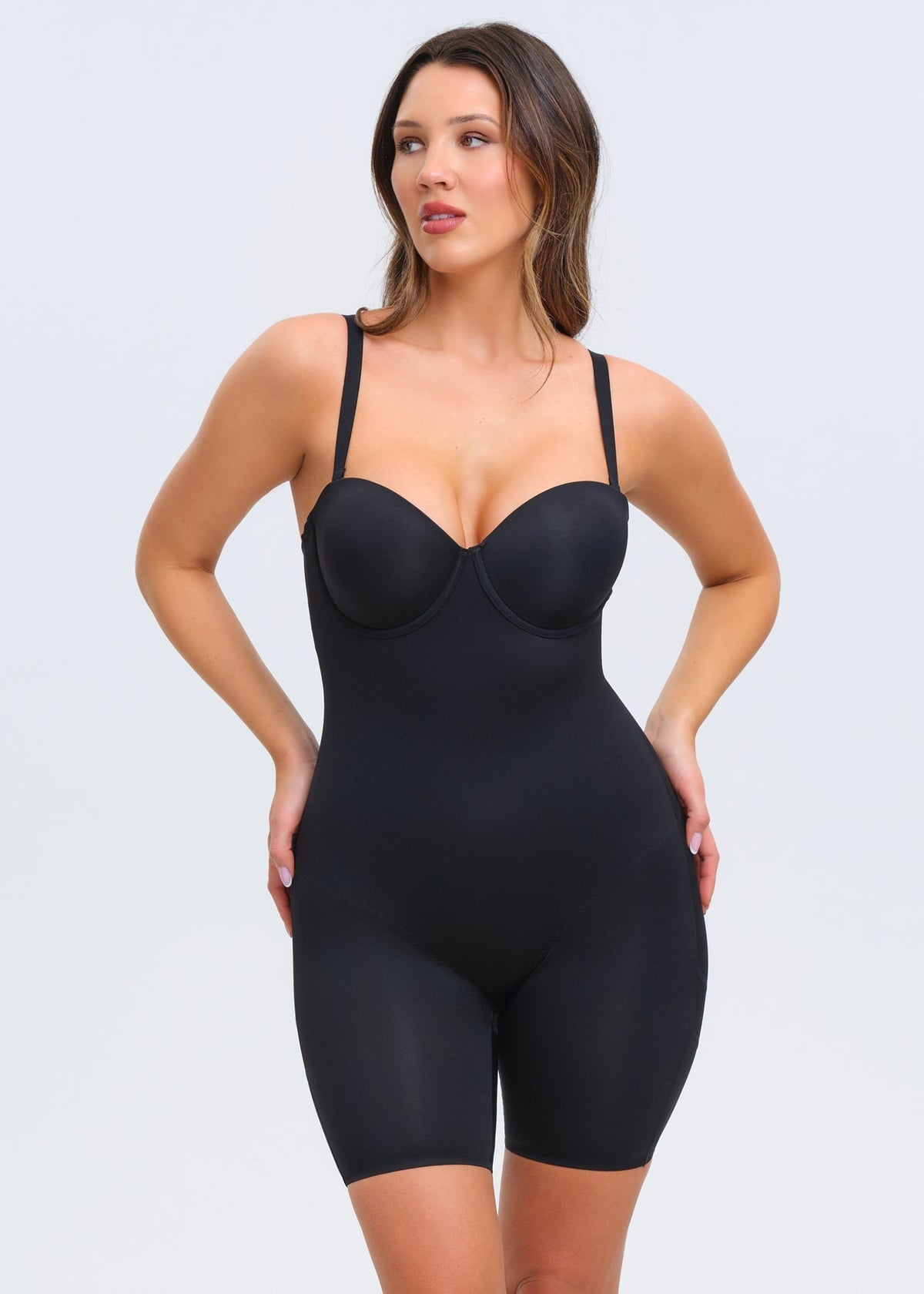 BraSculpt Strapless Bodysuit Shorts - Coffee - S