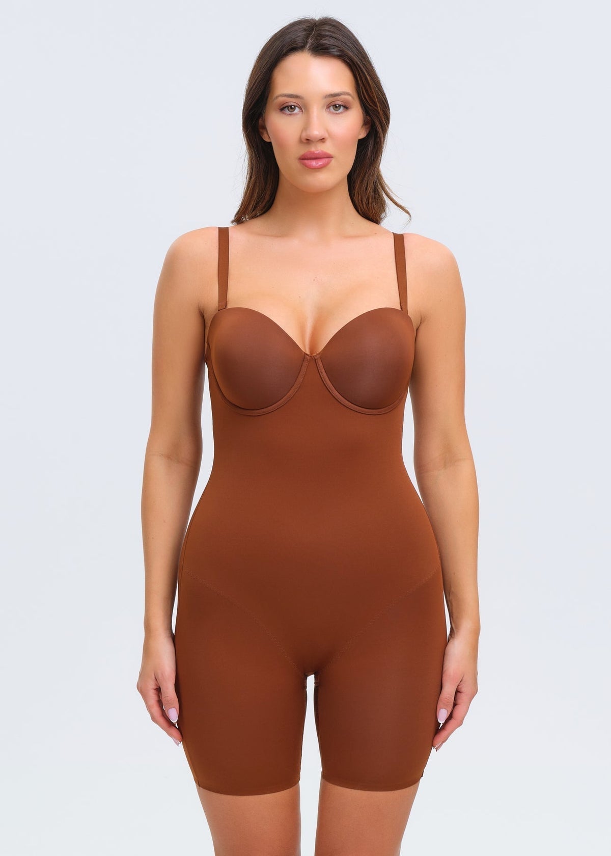BraSculpt Strapless Bodysuit Shorts - Coffee - 3X