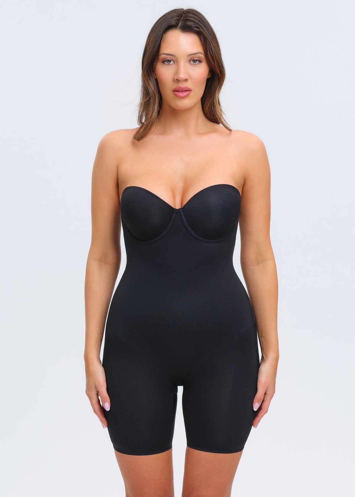 BraSculpt Strapless Bodysuit Shorts - Black - 3X
