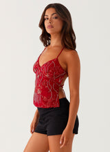 Gigi Sequin Top - Red - M