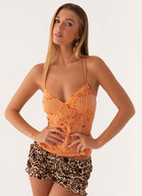 Gigi Sequin Top - Orange - XS