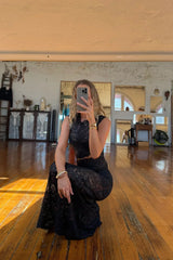 Roselle Lace Co-ord Set - Black - XL/14