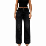 BBL Jeans- Mid-Low Rise Stretch Wide-Leg Jeans - Dark Blue - XL