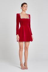 Jolie Velvet Mini Dress - White - XS