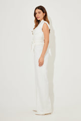 Luna Sleeveless Jumpsuit - White - XS