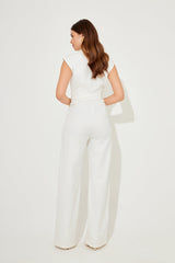 Luna Sleeveless Jumpsuit - White - S