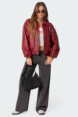 Zahara Bomber Jacket - Burgundy - L