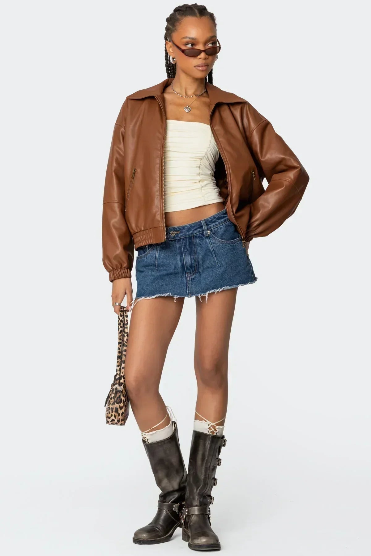 Zahara Bomber Jacket - Brown - M