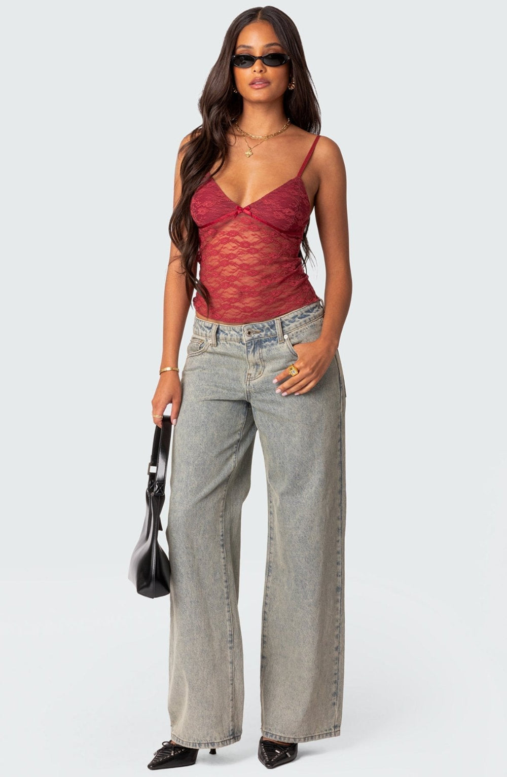 Azalea Lace Top - Red - XS