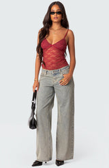 Azalea Lace Top - Red - XS