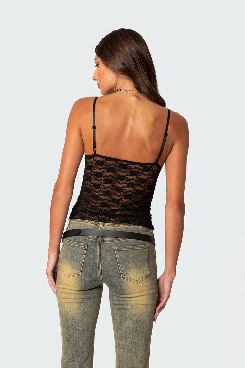 Azalea Lace Top - Black - XL