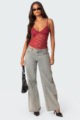 Azalea Lace Top - Red - S