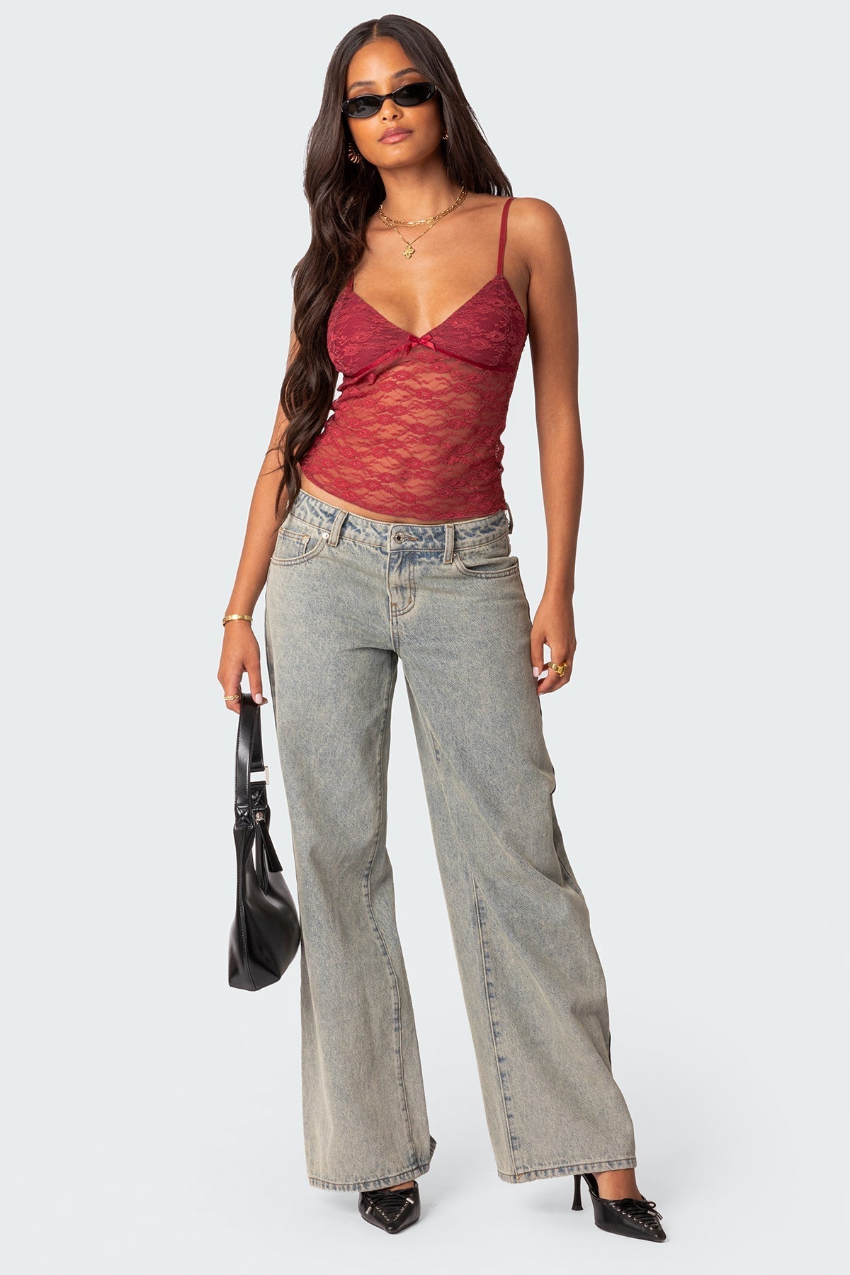 Azalea Lace Top - Red - S