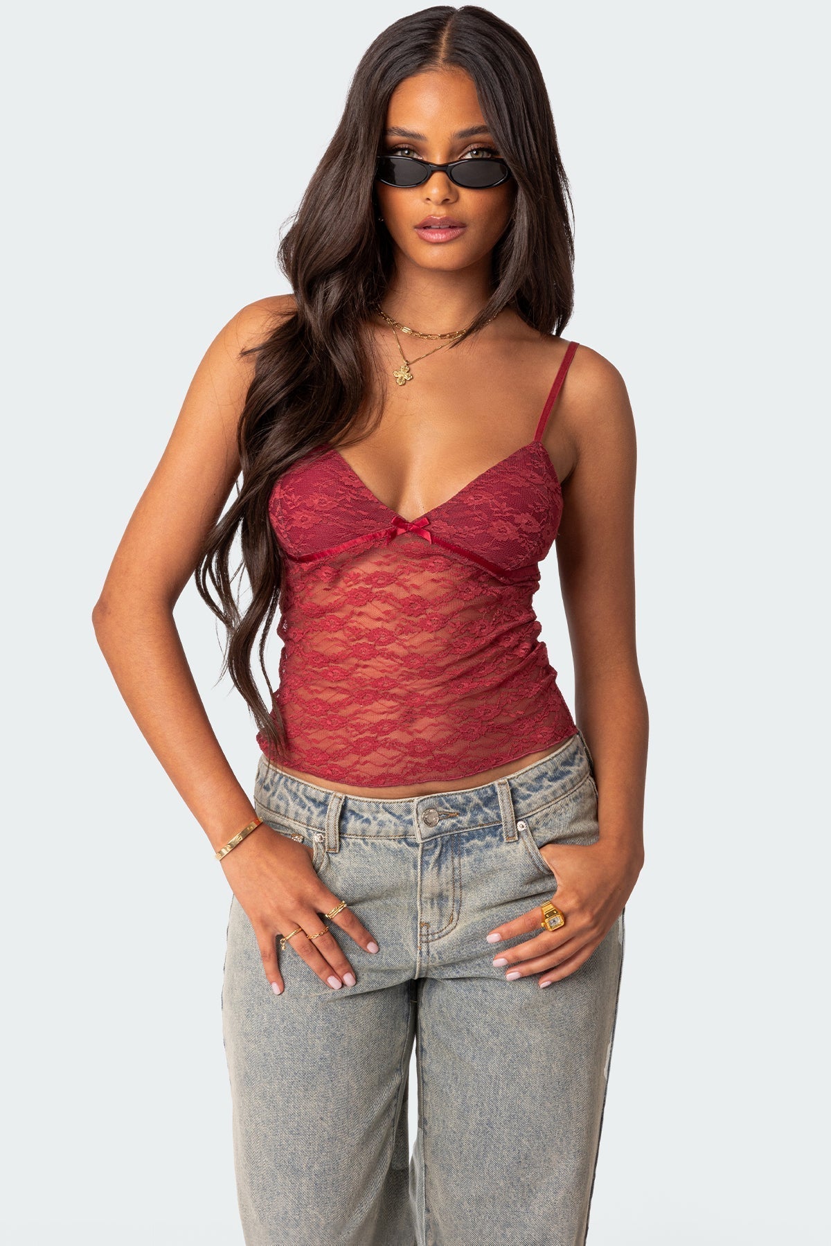 Azalea Lace Top - Red - M