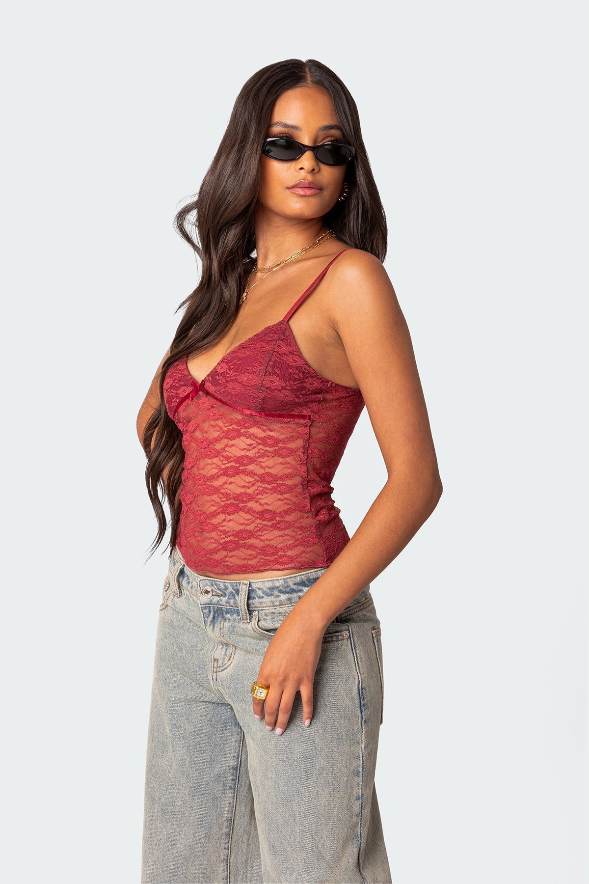 Azalea Lace Top - Red - L
