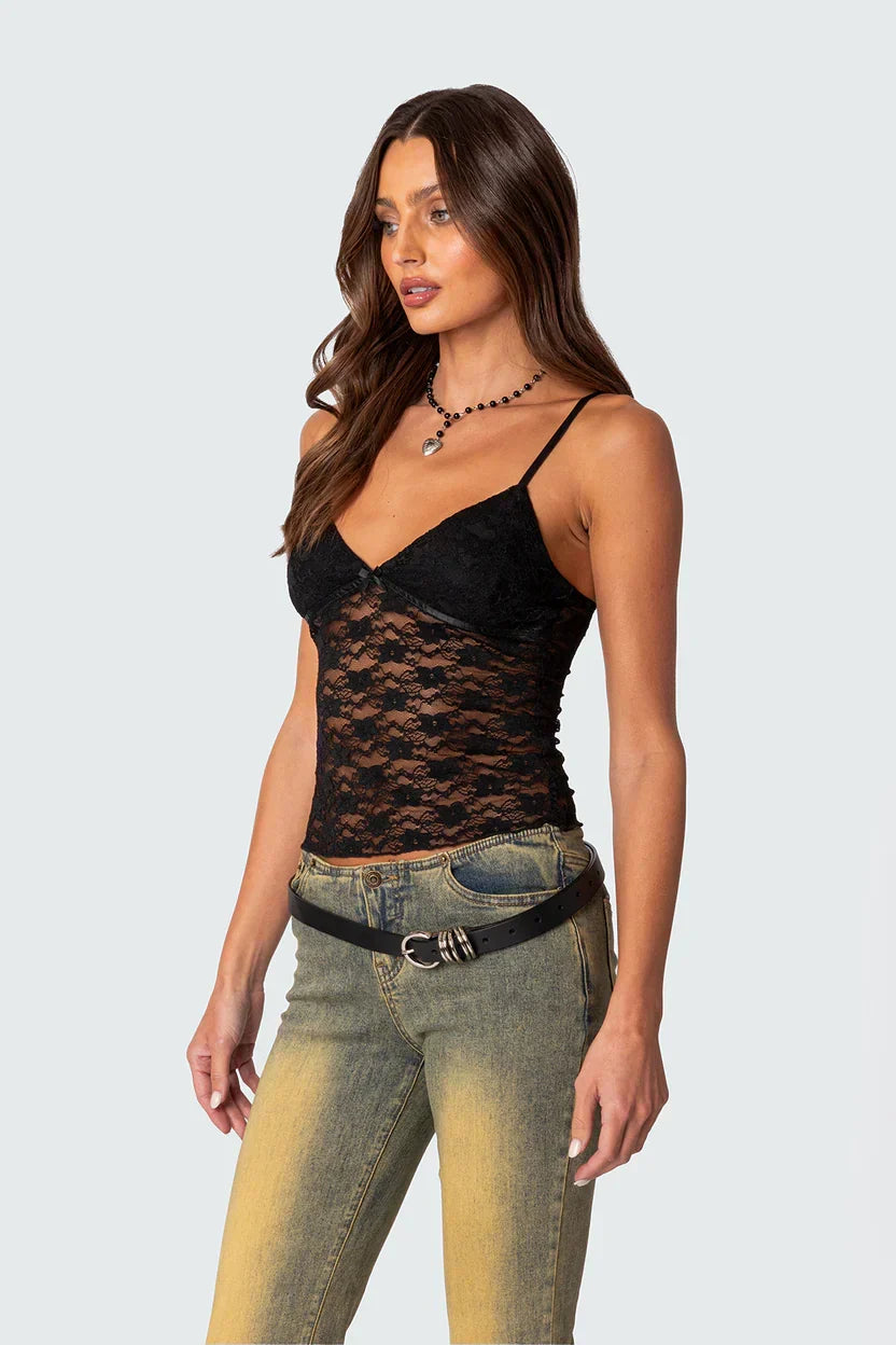 Azalea Lace Top - Black - L
