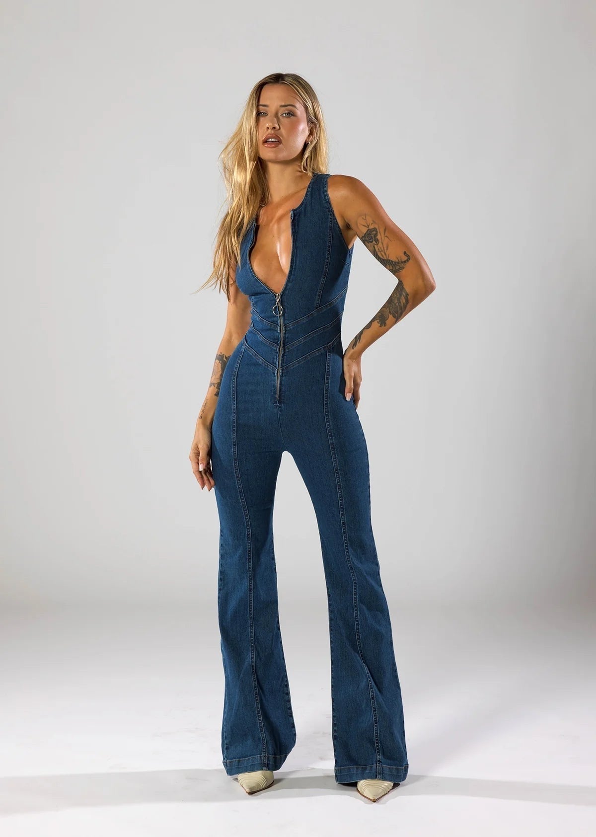 Arabella Denim Jumpsuit - Navy - S
