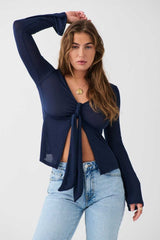Jessalyn Tie Top - Light Blue - XS