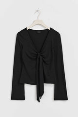 Jessalyn Tie Top - Black - S