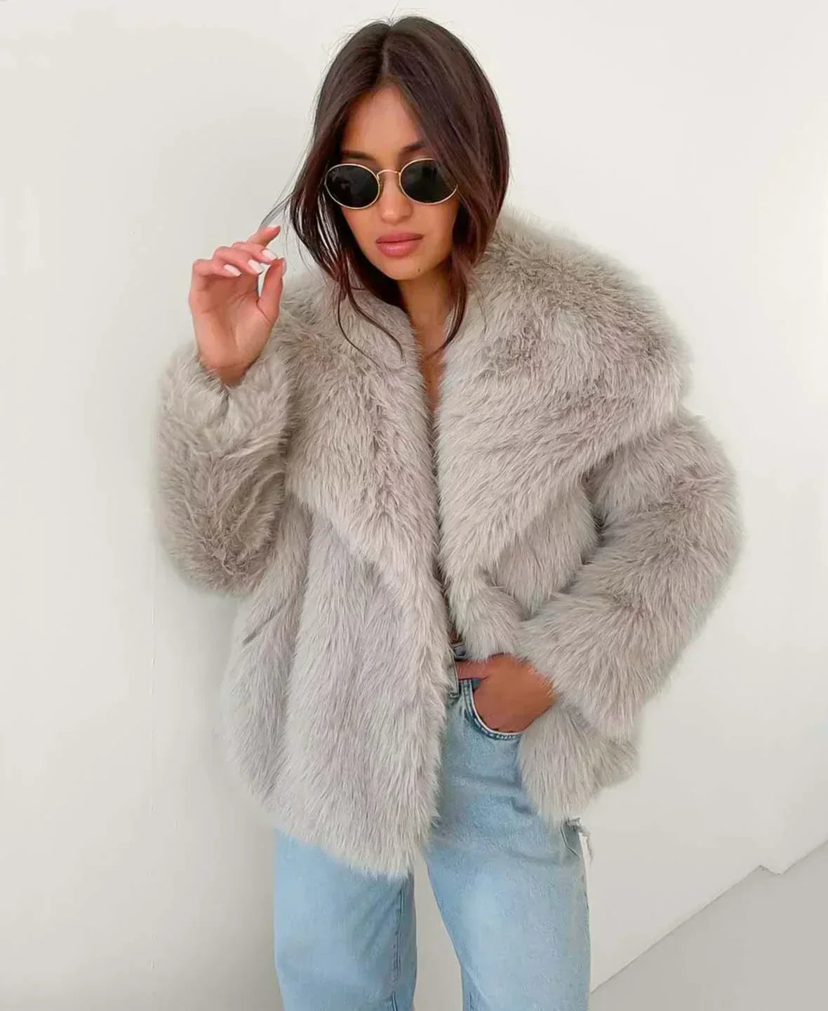Jessica Cozy Fur Coat - Beige - M