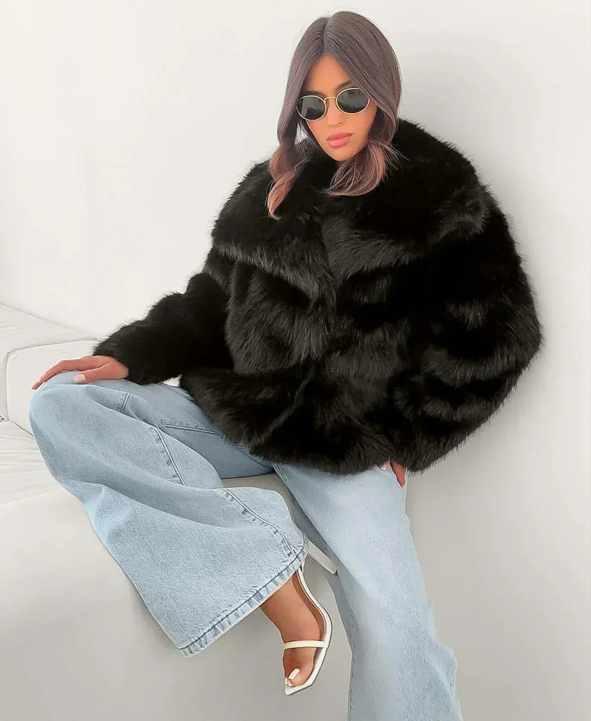 Jessica Cozy Fur Coat - Black - XS