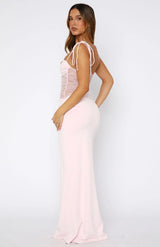 Sienna Lace Maxi Dress - Lemon - S
