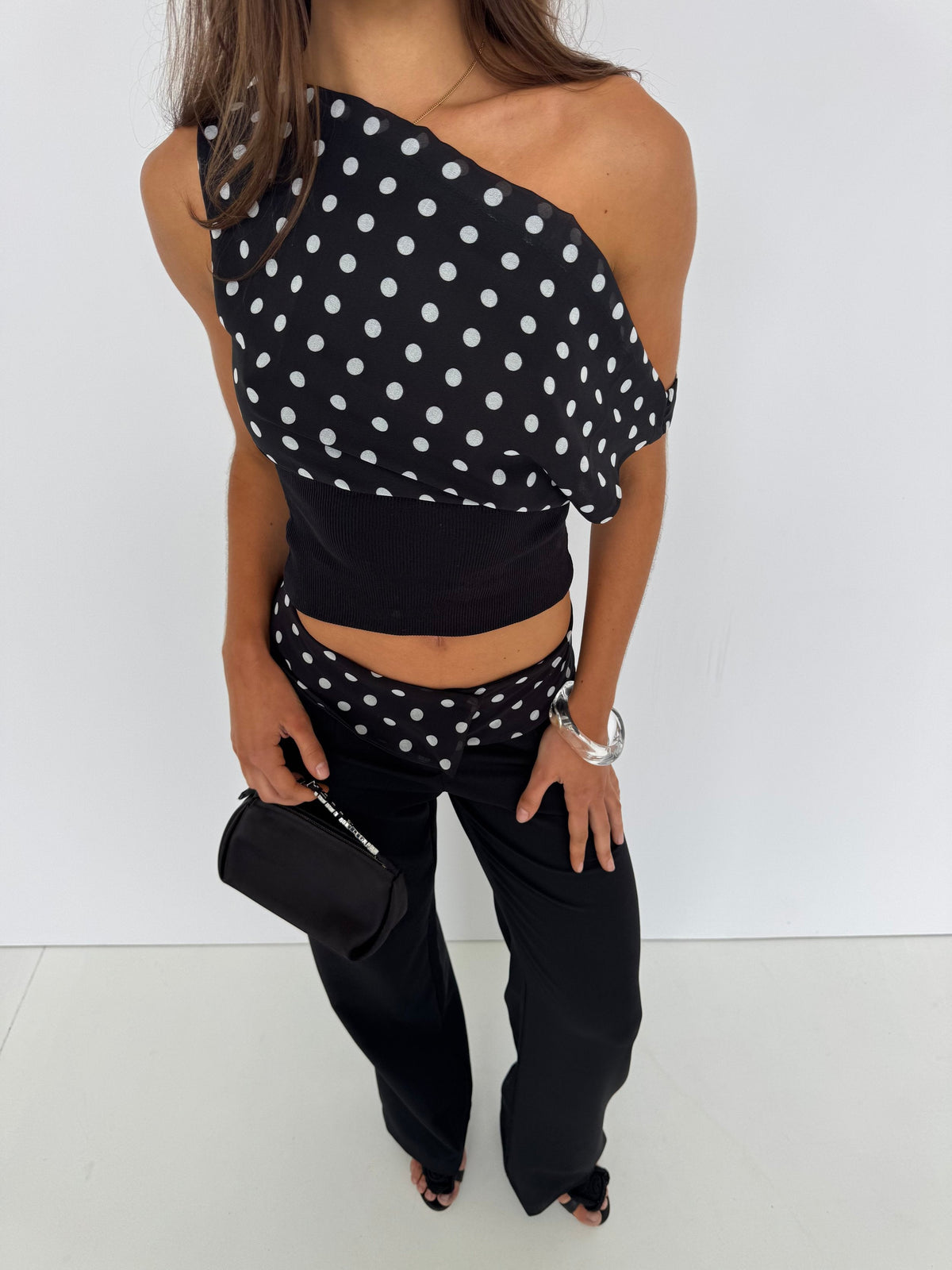 Tessa Polka Top - Black - S