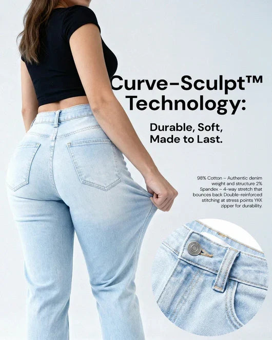 BBL Jeans- Mid-Low Rise Stretch Wide-Leg Jeans - Light Blue - S