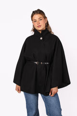 Freya Belted Cape Poncho - ONE SIZE (XS-XL) - Black
