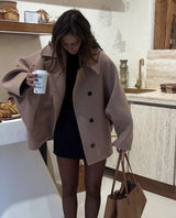 Viola Oversized Wool Coat - Black - L