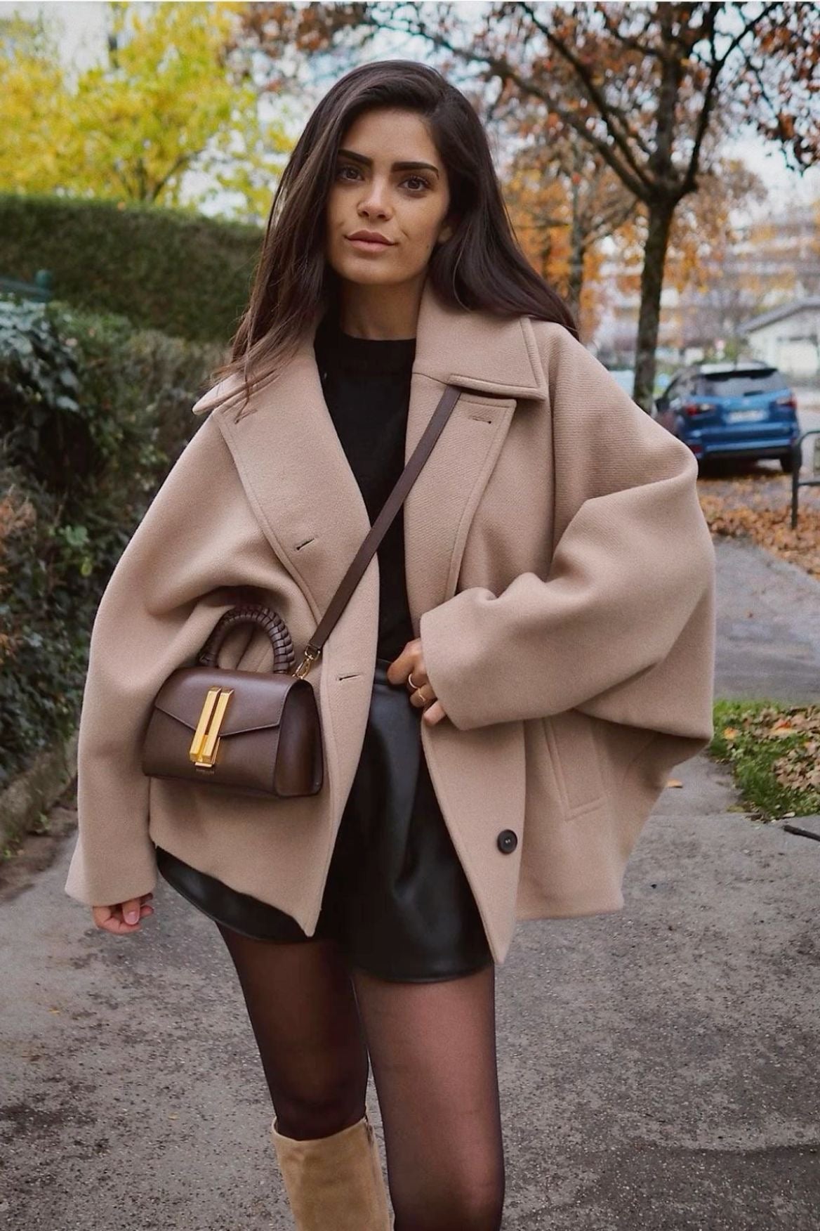 Viola Oversized Wool Coat - Black - XL