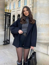 Viola Oversized Wool Coat - Beige - L