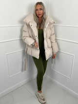 Karly Belted Puffer - Beige - M