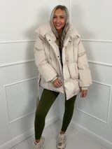 Karly Belted Puffer - Beige - L