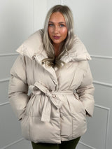 Karly Belted Puffer - Beige - XS