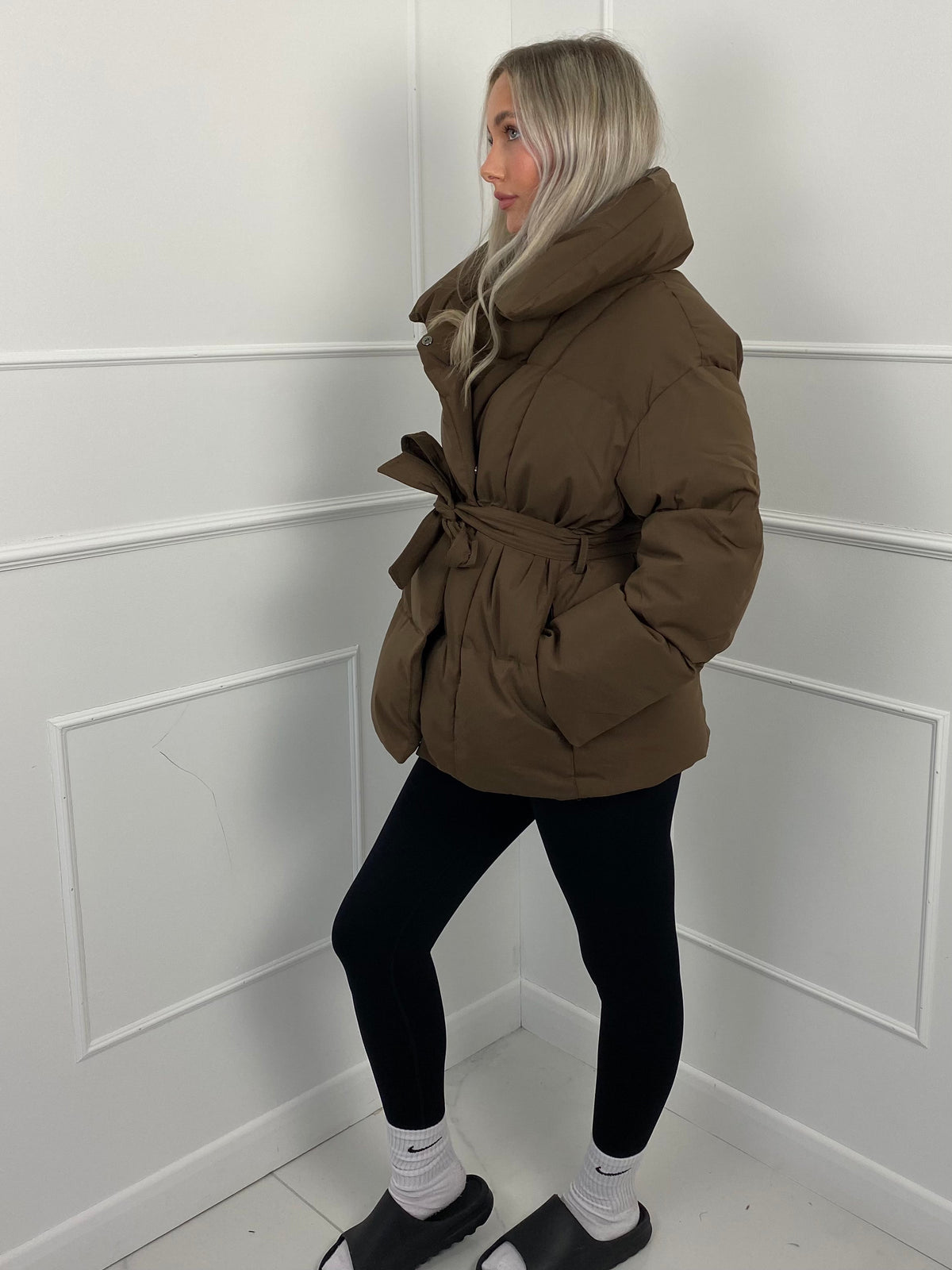 Karly Belted Puffer - Black - XS