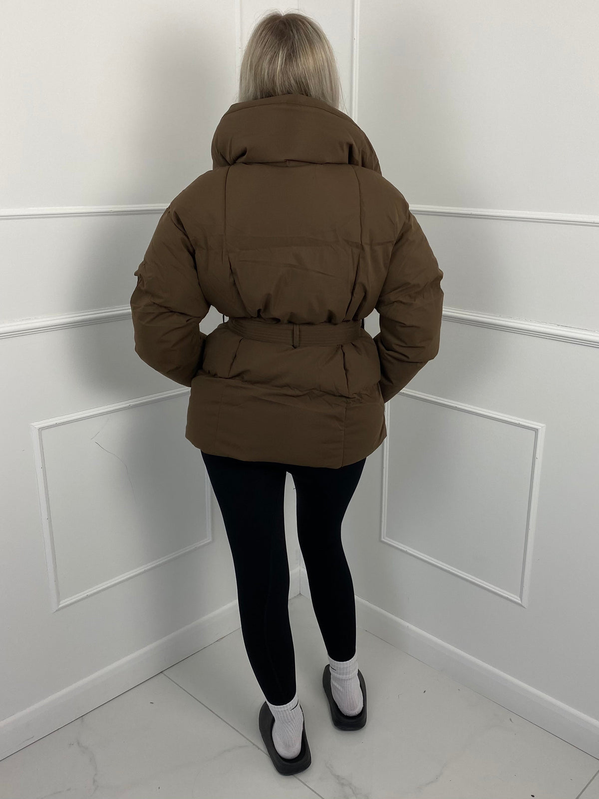Karly Belted Puffer - Black - S