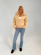 Verena Zipped Fur Jacket - XL (176-180cm) - Brown