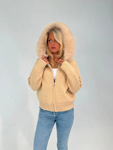 Verena Zipped Fur Jacket - L (170-175cm) - Beige