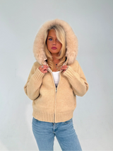 Verena Zipped Fur Jacket - L (170-175cm) - Dark Brown