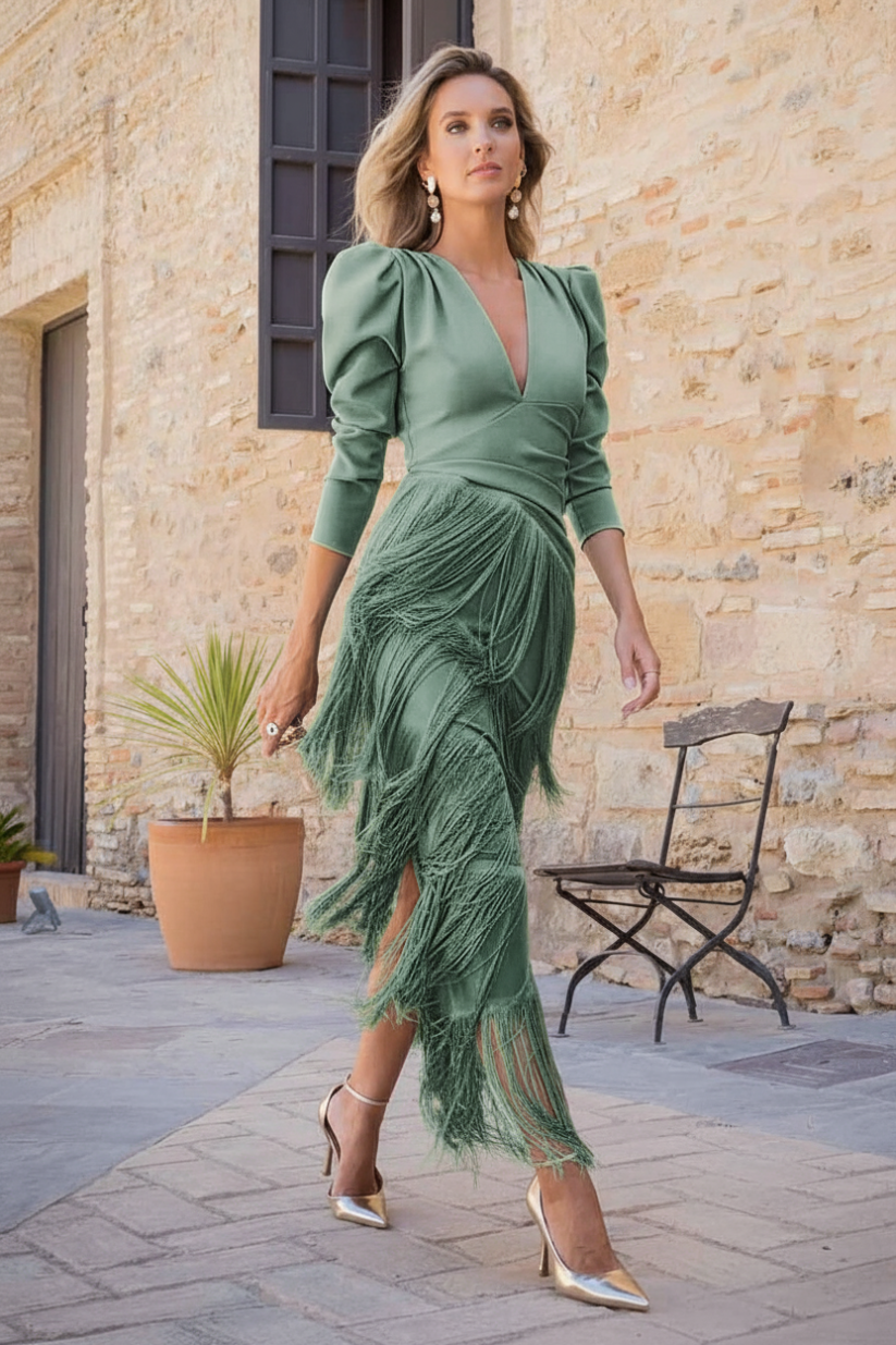 Ava Midi Dress - Sage Green - S