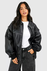 Lizzy Leather Jacket - Red - L
