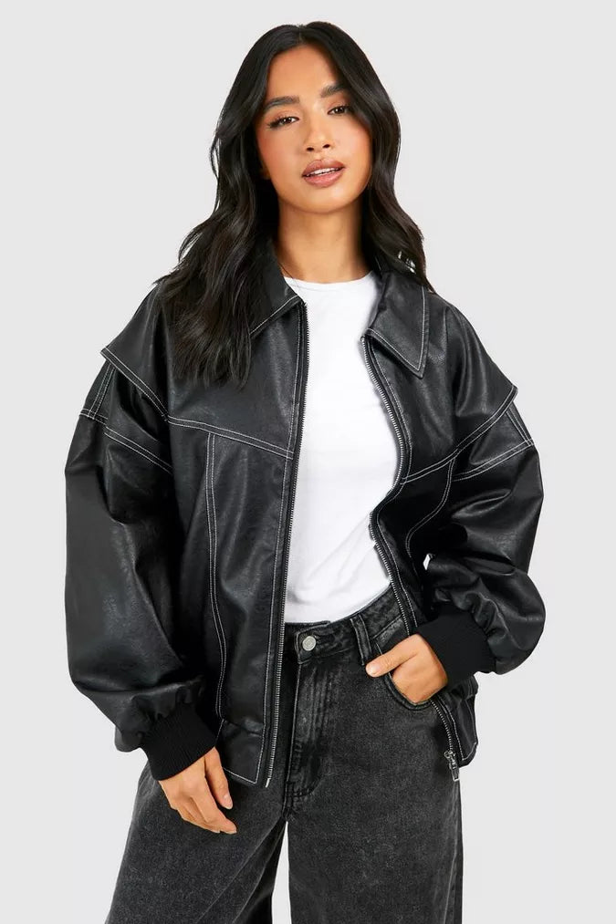 Lizzy Leather Jacket - Red - L
