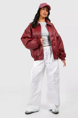 Lizzy Leather Jacket - Red - S