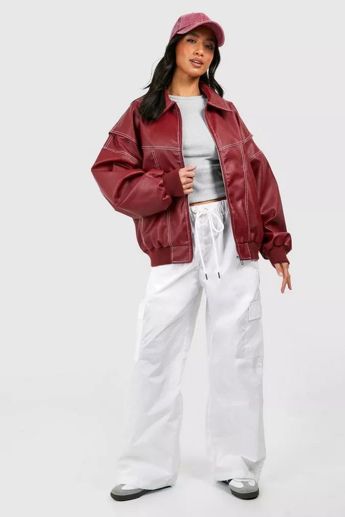 Lizzy Leather Jacket - Red - S