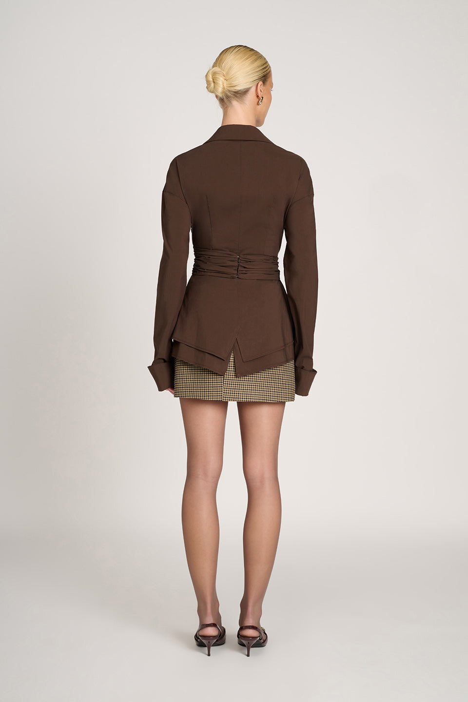 Gaia Wrap Shirt - Brown - XS
