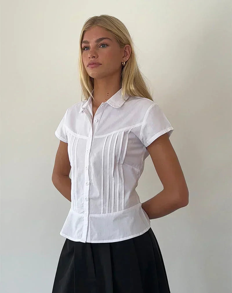 Joanne Elegant Blouse - White - S