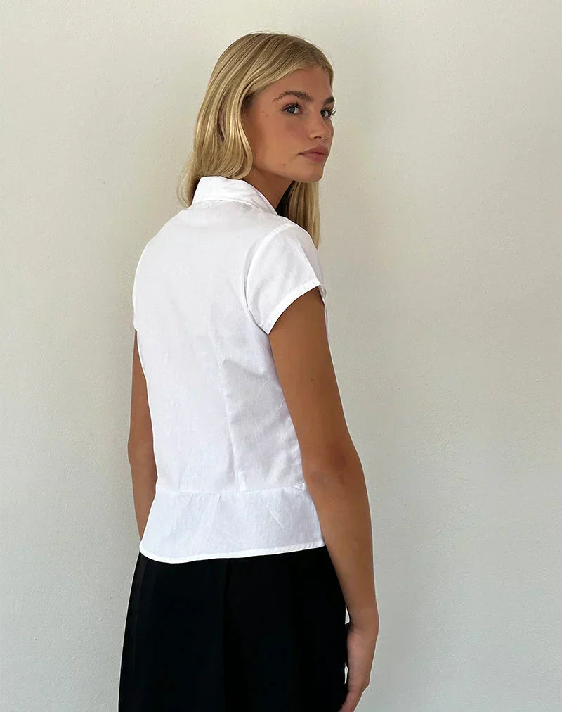 Joanne Elegant Blouse - White - L